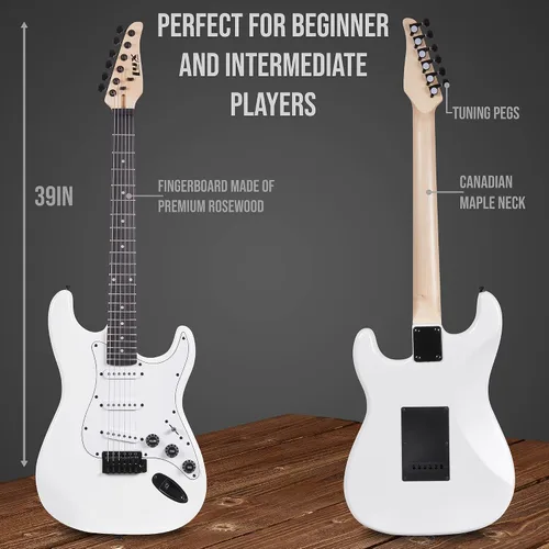 Miniatura 3 de LyxPro CS 39" - Kit de guitarra eléctrica para principiantes, intermedios y profesionales con guitarra, cable de amplificador, 6 púas y guía
