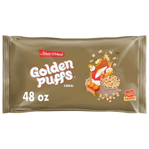 Miniatura 12 de Malt-O-Meal Golden Puffs Cereal para el desayuno, cereal de trigo hinchado endulzado, cereal de tamaño familiar a granel, bolsa de cereales