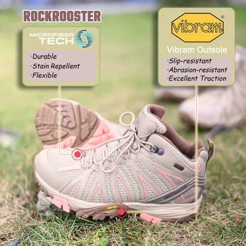 Miniatura 2 de ROCKROOSTER Bedrock - Botas de senderismo impermeables para mujer, transpirables, para exteriores, (OT21066)