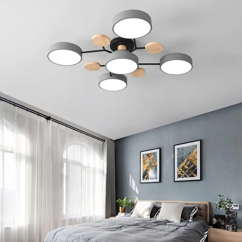 Miniatura 27 de Lámpara de techo LED regulable, lámpara de techo moderna de 9 pulgadas, montaje empotrado, de madera, de 12 W, lámpara blanca para sala de estar