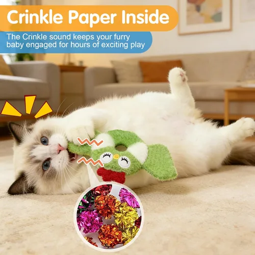 Miniatura 3 de ETEKYER Juguetes para gatos de interior con hierba gatera y sonido arrugado, juguetes interactivos para gatitos de interior, juguete relajante