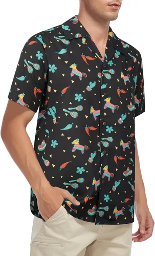 Miniatura 46 de Camisa hawaiana para hombre, con estampado floral, cómoda, con botones, casual, manga corta, ropa de playa para hombre