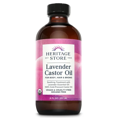 Miniatura 11 de HERITAGE STORE Aceite de ricino orgánico, botella de vidrio, tratamiento nutritivo para el cabello y la piel, aceite para el cabello, suero