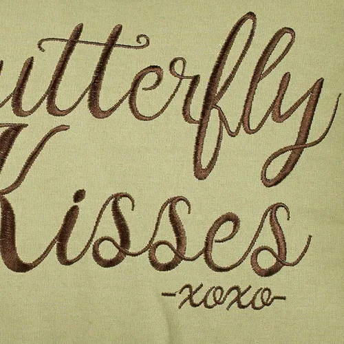 Miniatura 3 de Butterfly Eden - Almohada bordada de besos de mariposa, verde musgo, 14 x 20 pulgadas Mariposa bordada y palabras en rectángulo verde musgo