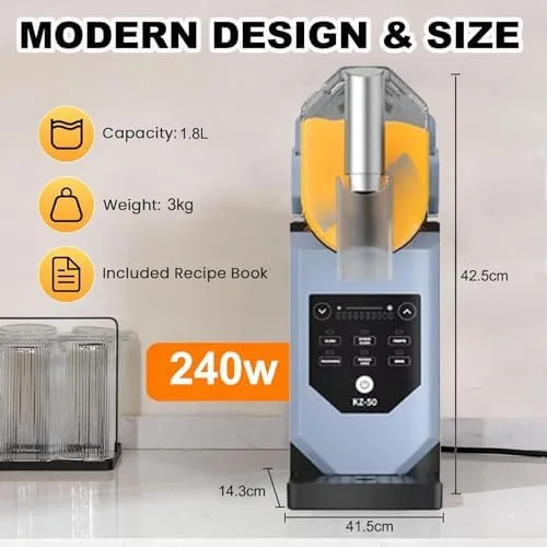 Miniatura 6 de Máquina comercial de granizado de hielo de 240 W, máquina de granizado de encimera con capacidad de 1.8 L, control táctil, rotación de 360°