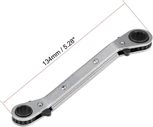 Miniatura 2 de uxcell Llave de trinquete reversible, extremo de caja doble de 0.394 in x 0.433 in, Cr-V