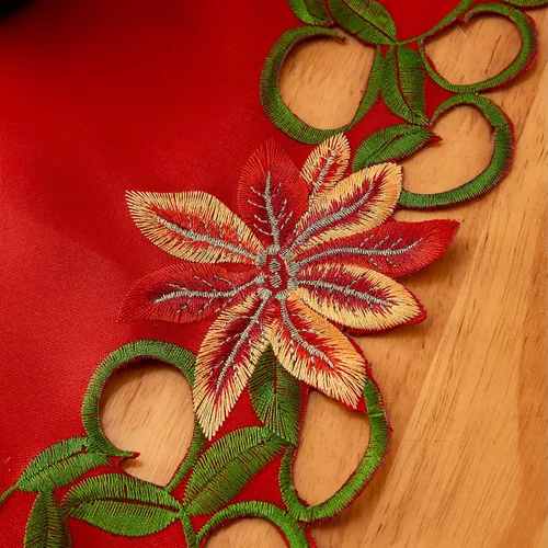 Miniatura 7 de AMARED Caminos de Mesa Bordados de Navidad con Calados de Hojas Verdes Manteles de Mesa Navideños para Decoraciones de Navidad 15x87 Pulgadas