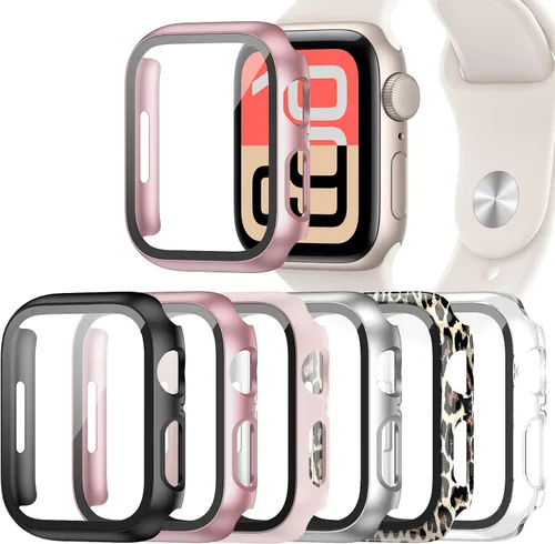 Miniatura 22 de Paquete de 6 fundas para Apple Watch SE 3 (2025)/SE 2/SE/Series 6/5/4 de 40 mm con protector de pantalla de vidrio templado, funda protectora