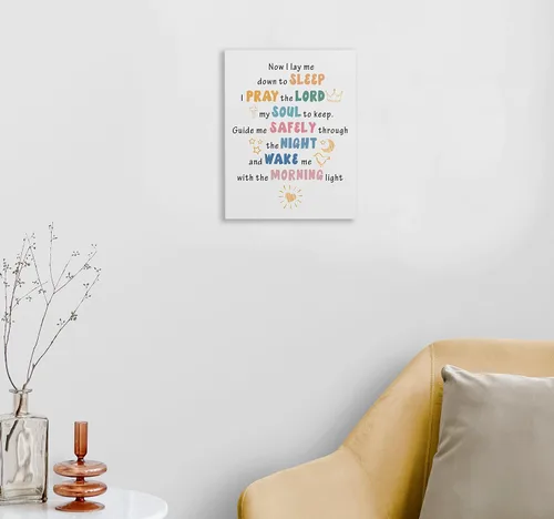 Miniatura 2 de Bedtime Prayer Now I Lay Me Down to Sleep - Lienzo enmarcado para decoración de pared de 11 x 14 pulgadas, decoración de pared para iglesia, escuela