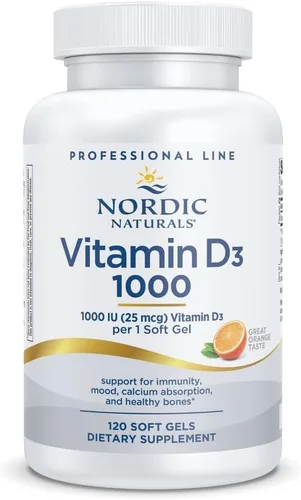 Nordic Naturals Pro Vitamina D3 1000, naranja – 120 mini geles suaves – 1000 UI de vitamina D3 – Apoya huesos saludables, estado de ánimo y función