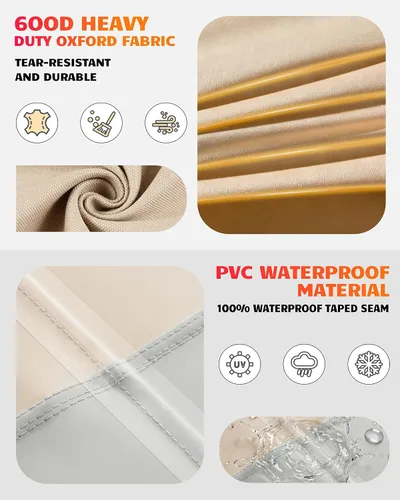 Miniatura 3 de Vailge Funda para Sofá de Patio de Servicio Pesado, 100% Impermeable Funda para Sofá de Exterior de 3 Plazas, Fundas para Muebles de Jardín y Patio