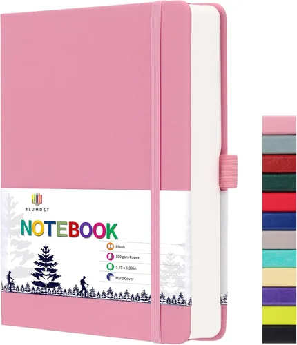 Miniatura 13 de Cuaderno de papel en blanco - 280 páginas A5 con papel en blanco de 100 g/m², papel grueso, tapa dura, cuero PU, 5.75" × 8.38" - Negro