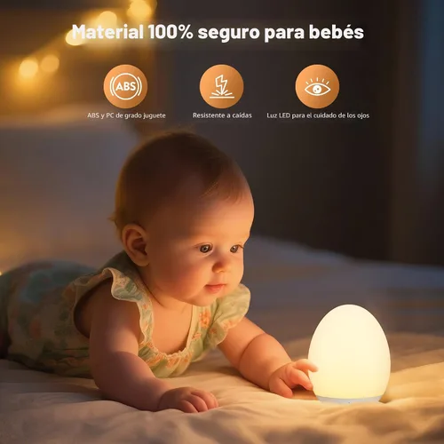 Miniatura 3 de MediAcous Luz nocturna para niños, Luz de Huevo para Bebé para guardería, 7 colores cambiantes y atenuación continua, lámpara nocturna táctil