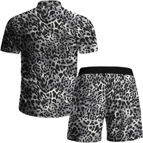 Miniatura 5 de Conjunto de camisas cortas de traje de playa YAOGRO para hombre 2 piezas a juego con estampado floral hawaiano