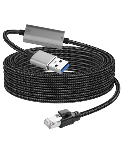 CERRXIAN Cable Ethernet USB A a 2.5 Gbps de 6.5 pies, adaptador Gigabit RJ45 LAN a tipo A, convertidor de cable de red Cat directamente conectado a