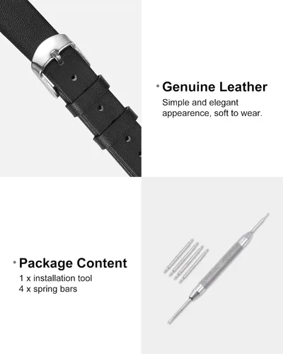 Miniatura 3 de uxcell Correa de cuero genuino de varios tamaños, correa de reloj de cuero fina y elegante plana para hombres y mujeres