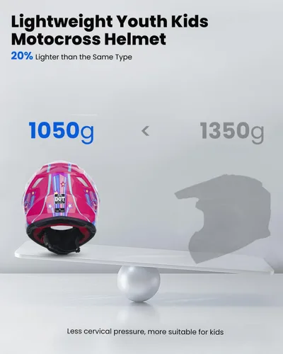 Miniatura 3 de ILM Casco ATV Juvenil para Niños Dirt Bike Motocross BMX Todoterreno Motocicleta Go Kart Casco DOT ECE Modelo Z705 (Starlight Pony, M)