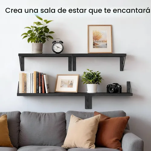 Miniatura 3 de BAYKA Estantes flotantes montados en la pared, estante de pared flotante de madera para libros y decoración, pequeña exhibición y organizador que A.