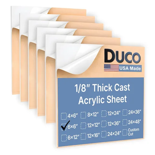 Miniatura 51 de Duco - Hoja de acrílico fundido transparente hecha en Estados Unidos, 1/8 de pulgada de grosor, 12 x 12 pulgadas, 1 paquete de láminas de plexiglás
