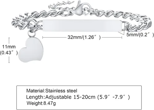 Miniatura 5 de Pulseras personalizadas de regalo para parejas, pulsera a juego para él y ella, pulsera de cadena cubana de promesa para hombres y mujeres, regalo
