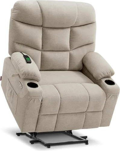 Miniatura 20 de MCombo Silla reclinable Power Lift con reposapiés extendido para personas mayores, tela 7287 (marrón, mediano)