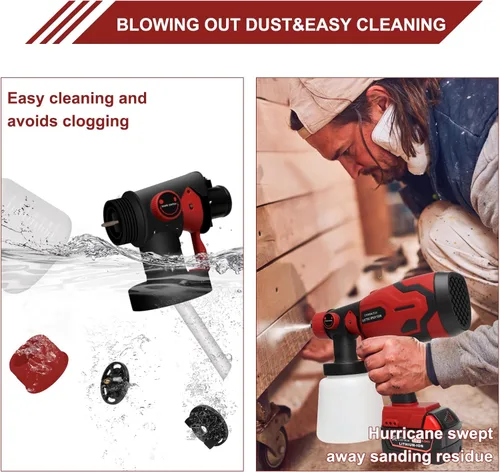 Miniatura 5 de Pulverizador de pintura inalámbrico para batería Milwaukee de 18 V, pulverizadores de pintura para interior del hogar, HVLP, eléctrico, sin aire