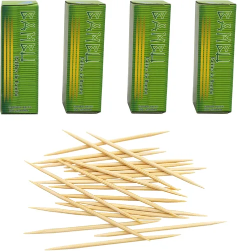 Miniatura 8 de BLUE TOP Palillos de dientes de madera de bambú, 1000 unidades en 4 botellas de 250, soporte redondo resistente para palillos de dientes de doble