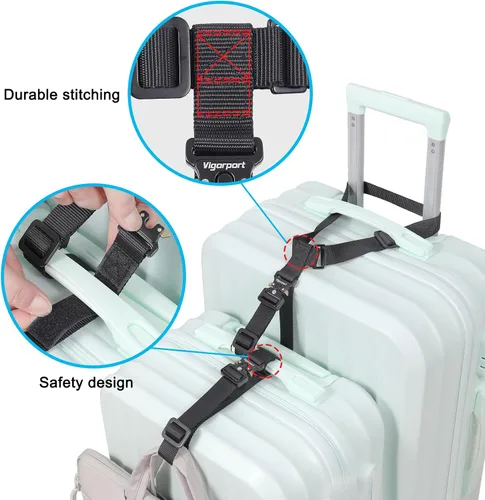 Miniatura 3 de Vigorport Correas de equipaje, correas de conector de equipaje para maletas, añade una bolsa y conecta tus 2 maletas juntas, accesorios de fijación