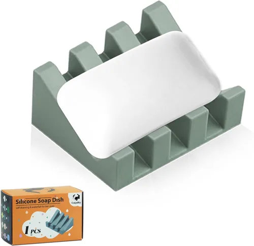 Miniatura 25 de Jabonera Autodrenante con Soporte, Jabonera de Silicona, para Baño, Cocina, Esponjas, Puede Extender la Vida del Jabón, Mantiene las Barras de Jabón