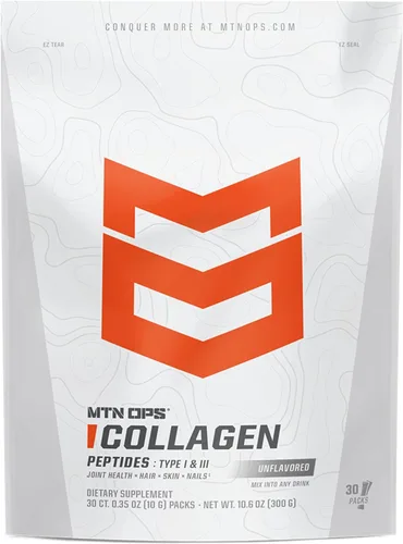 MTN OPS Paquetes de proteína de colágeno en polvo, 30 paquetes por bolsa de proteína sin sabor, altamente digerible con 0.23 onzas de proteína por
