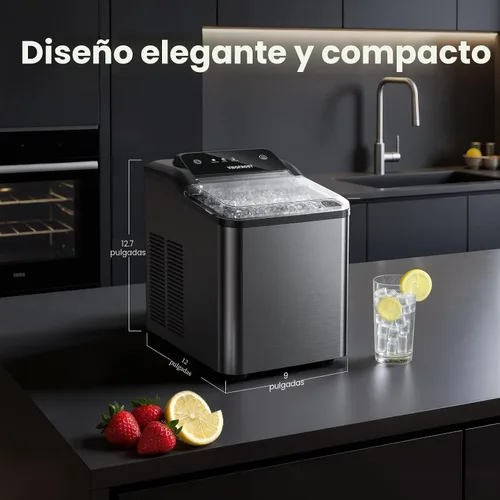 Miniatura 7 de VIBOFROST Nugget - Máquina de hielo para encimera, máquina de hielo de guijarros sónicos rápida de 35 libras/24 horas, sistema antiincrustaciones