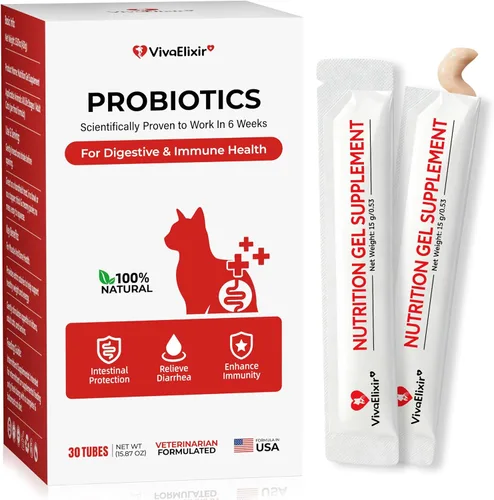 Probióticos para gatos y gel de apoyo digestivo - Probiótico para gatos con prebióticos, taurina y papaína - Apoya el equilibrio intestinal, apoyo