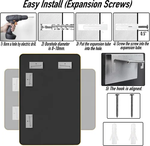 Miniatura 6 de SCWF-GZ - Espejo rectangular de longitud completa de 20x30 pulgadas, para montar en la pared, colgante o apoyado contra la pared, con marco de metal