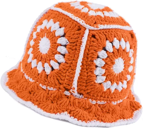 Miniatura 8 de XYIYI Sombrero de Cubo de Ganchillo Tejido para Mujer Hecho a Mano Plegable Sombrero de Playa Lindo Sombrero de Pesca Tejido a Mano