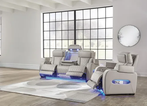 Miniatura 14 de Signature Design by Ashley Boyington Modern Leather Match Loveseat Reclinable Eléctrico con Consola, Reposacabezas Ajustable, Masaje, Asiento