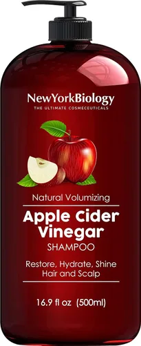 New York Biology Champú de vinagre de sidra de manzana, ayuda a restaurar el brillo, el brillo del cabello y la hidratación del cabello seco y el