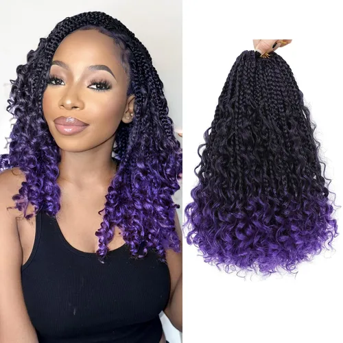 Miniatura 16 de Fulcrum - Trenzas de ganchillo estilo diosa de 14 pulgadas, 9 paquetes de trenzas bohemias de ganchillo para mujeres, trenzas de ganchillo bohemias