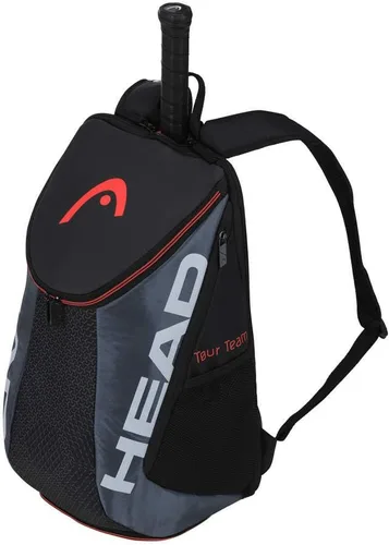Mochila de Tenis HEAD Tour Team, Bolsa de Transporte para 2 Raquetas con Correas Acolchadas para el Hombro y Compartimento para Zapatos - Negro/Gris.