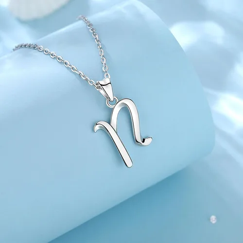 Miniatura 163 de EUDORA Collares de plata esterlina con inicial para mujer, regalos clásicos de 26 letras sin cuello para niñas, hermana, madre hija, cadena de 18