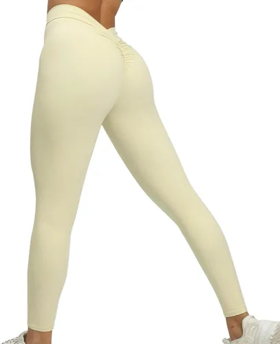 ADJHDFH Leggings con espalda en V para mujer, mallas de cintura alta para entrenamiento, gimnasio, yoga, pantalones de yoga para mujer
