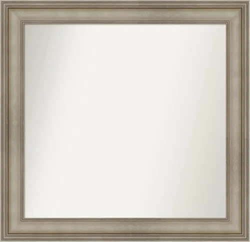 Miniatura 278 de Amanti Art Espejo de baño plateado para sobre el fregadero, 26 x 26 pulgadas, espejo cuadrado de plata antigua, marco de madera tradicional mediano