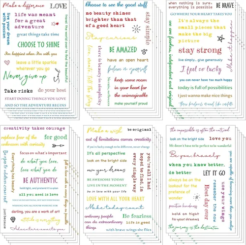 Miniatura 7 de 48 hojas de calcomanías con citas inspiradoras para diario, refranes estéticos, calcomanías de graduación, palabras motivacionales, letras escritas