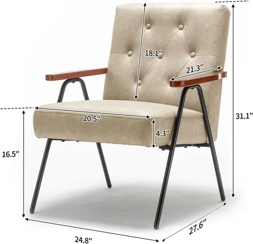 Miniatura 3 de UNICOO - Sillas decorativas modernas, sillón de mediados de siglo, sillas de sala de estar, silla de ocio con patas de metal, sillas laterales