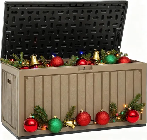 Miniatura 49 de YITAHOME Caja grande de resina de 100 galones, cajas de almacenamiento al aire libre para muebles de patio, cojines de exterior, herramientas