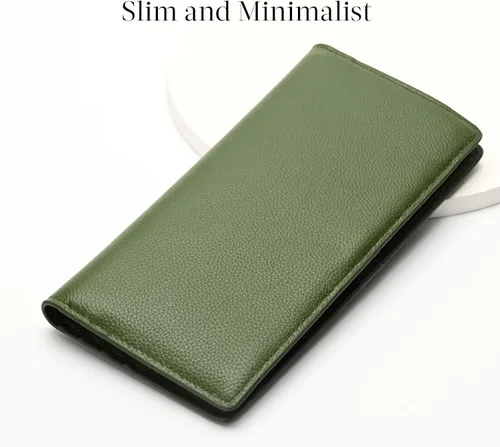 Miniatura 2 de Bveyzi Billeteras de cuero ultrafino con bloqueo RFID para tarjetas de crédito, billetera plegable para mujer