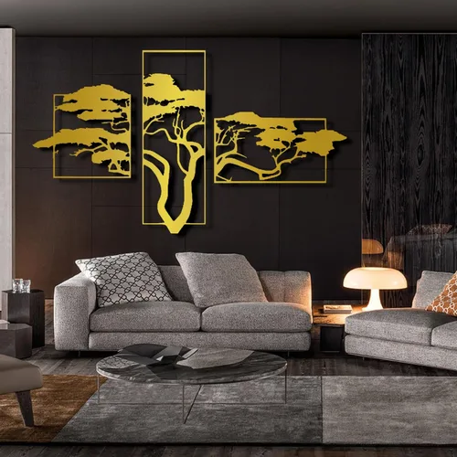 Miniatura 7 de ICEWQOQU Arte de pared con árbol de la vida, 3 piezas de metal árbol de la vida, decoración de pared natural, arte de pared grande de metal