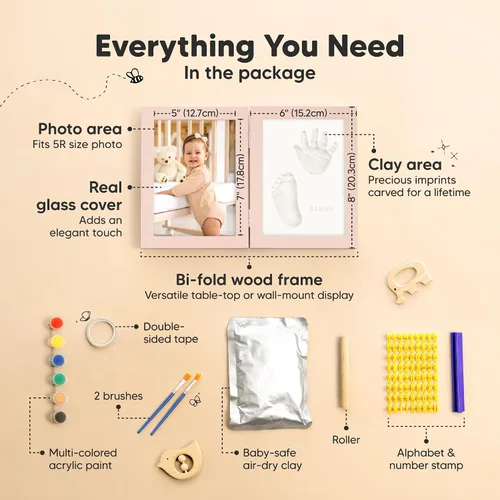 Miniatura 2 de KeaBabies Kit Personalizado de Huellas de Manos y Pies de Bebé, Arcilla de Secado Rápido - Kit de Recuerdo de Huellas de Pies y Manos para Recién