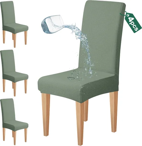 Miniatura 19 de Dioxide Juego de 4 fundas impermeables para sillas de comedor, fundas elásticas para sillas de comedor, fundas para sillas Parson, extraíbles