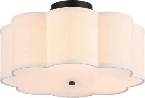 Miniatura 18 de VONLUCE Lámpara de techo semiempotrada de 12.6 pulgadas, moderna lámpara de techo de 3 luces con pantalla en forma de pétalos blancos, 3 enchufes