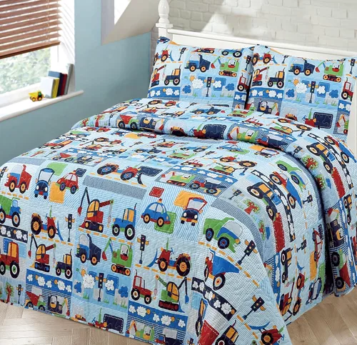 Miniatura 6 de Kids Zone Collection - Juego de colcha acolchada para niños y adolescentes, diseño de baloncesto y fútbol, azul marino y blanco, tamaño individual